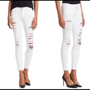 White Distressed Frame Jeans